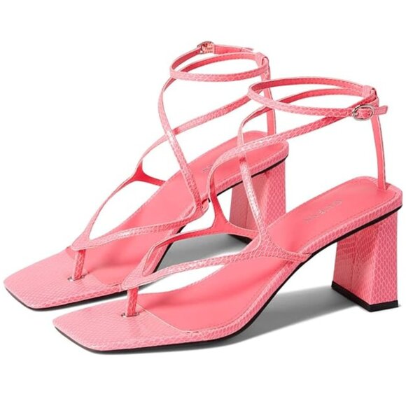 NIB Guess Allon Strappy Dress Sandal Size 9 Pink Block Heels Leather Barbiecore - Picture 1 of 15